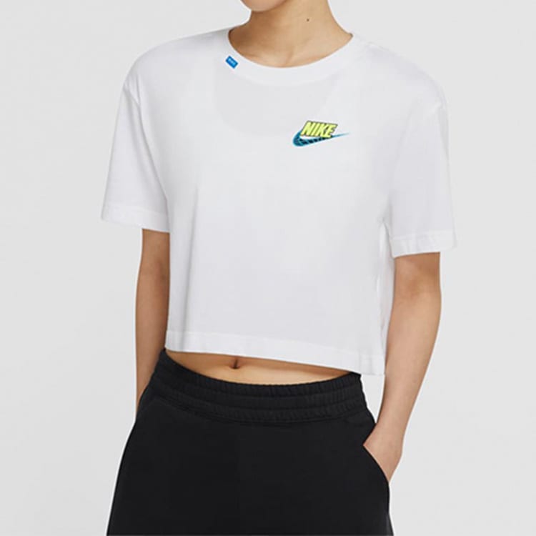 Nike Crop Tops Women's White Crew Neck Moderate CV9170-100