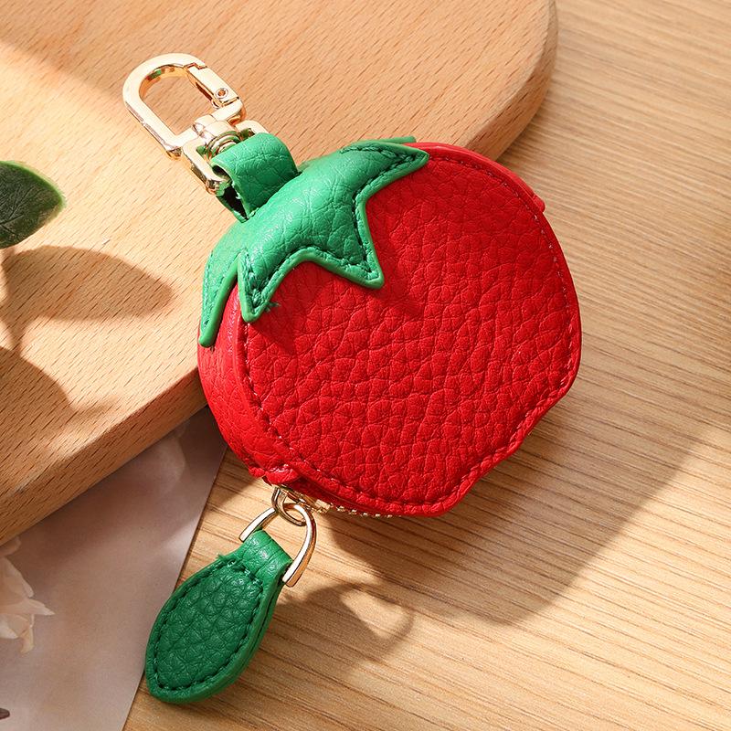 Frucht-Anhänger Münzbörse Mini-Schlüsselanhänger Geldbörse Unisex-Stil Niedliche Reißverschlusstasche Geschenk Frucht-Themen-Accessoire