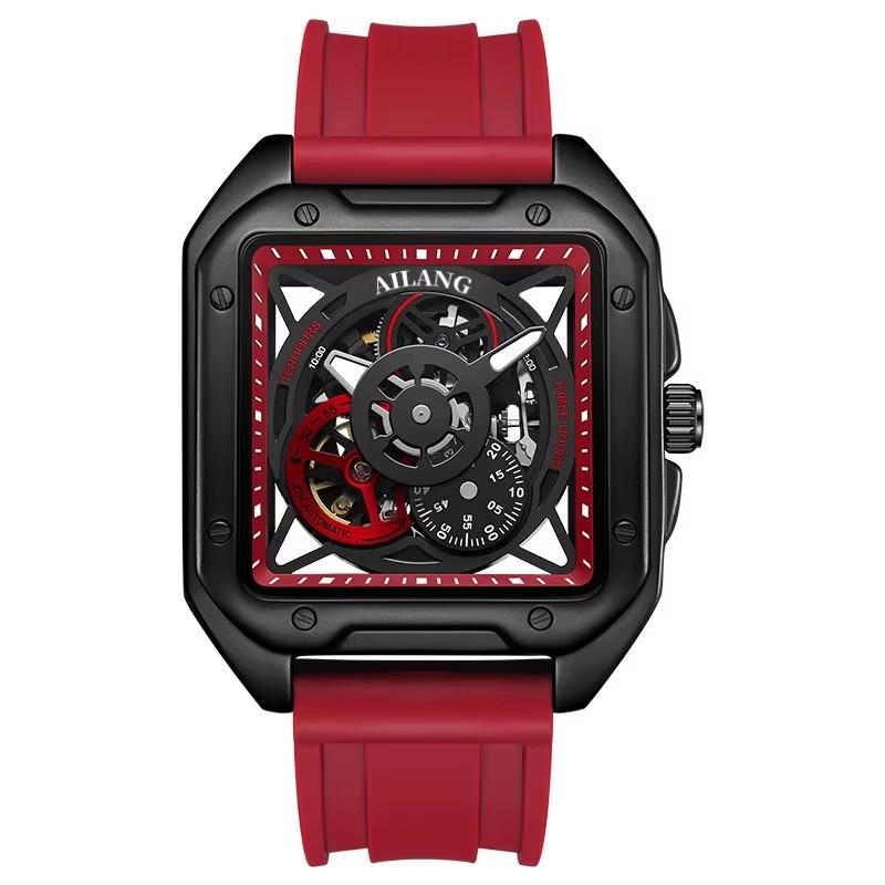 AILANG Herren Skelett Automatische Mechanische Uhr Leuchtend Wasserdicht Quadratisch Großes Zifferblatt Mode Herrenuhr 41mm Zifferblatt