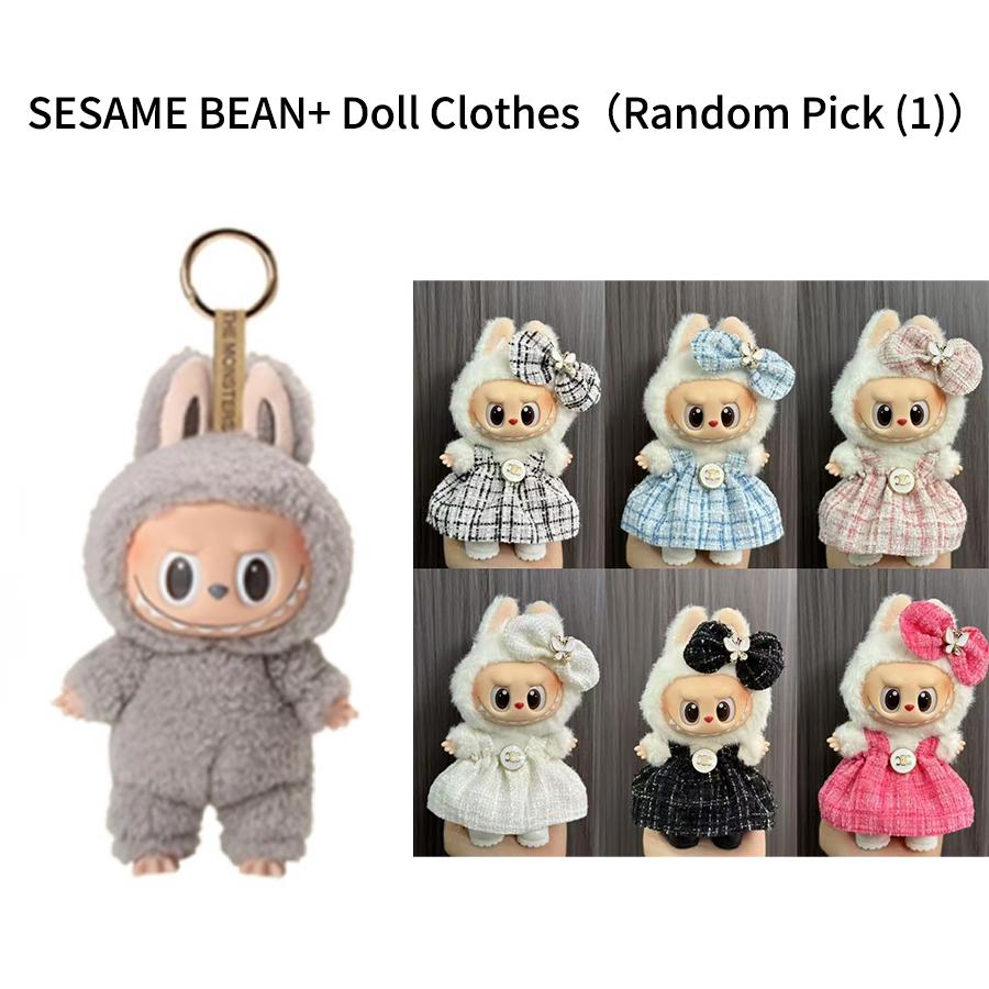 

POP MART Лабубу монстр брелок серия exciting macaron с секретным подарком внутри SESAME BEAN Doll Clothes разноцветный