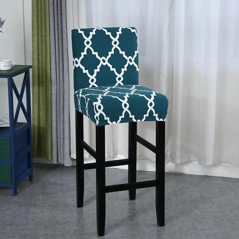 Elastic Bar Stool Chair Cover Home Dining Room Bar Seat Cover Geometric Style Restaurant Hotel Decor Washable Easy Cover