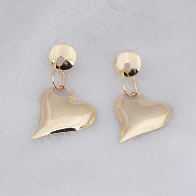 Punk Stil Goldfarbene Hängeohrringe für Damen Pfirsichherz Anhänger Modische Ohrringe Geometrischer Ohrhänger Französischer Schmuck
