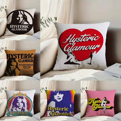 Cool H-Hysteric Glamour Girl Pillow Case Anti-dustmite Pillowcase Invisible Zipper Silky Short Plush Sofa Cushion Cover