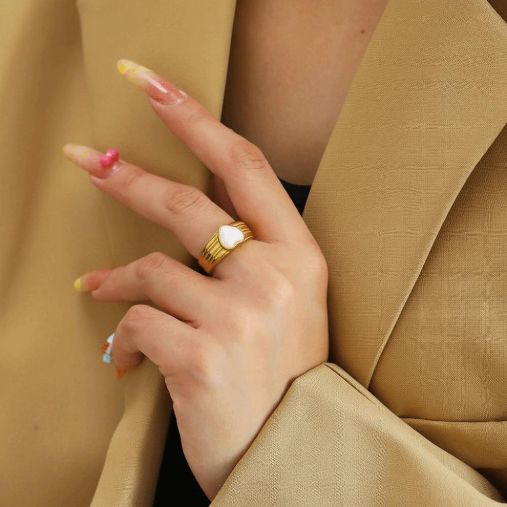 Jewelry Heart Ring Elegant Shell Ring Trendy Finger Ring  Hipster