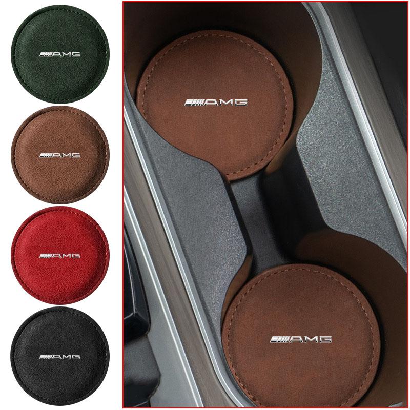 AABIF1 Car Water Cup Pad PU Slot Non-slip Coaster Mat Car Interior Goods Stickers For Mercedes-Benz C320 CL55 CL600 CL65 C240 C280 C320