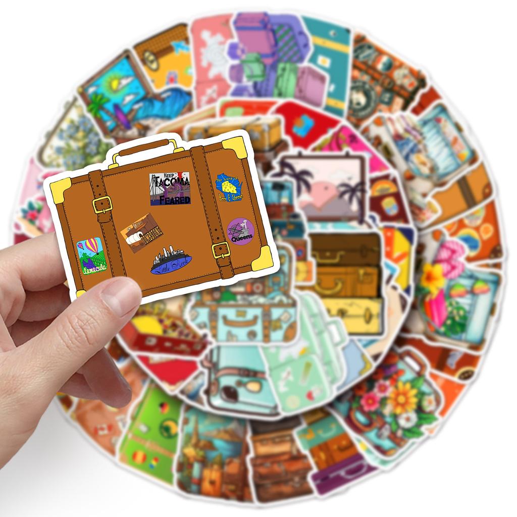 50 Retro Suitcase Graffiti Stickers Personalized Creative Decoration Mobile Suitcase Water Cup Waterproof Stickers