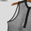 INCERUN Men Sleeveless Hollow See Through Transparent Underwear Jumpsuits Bodysuits