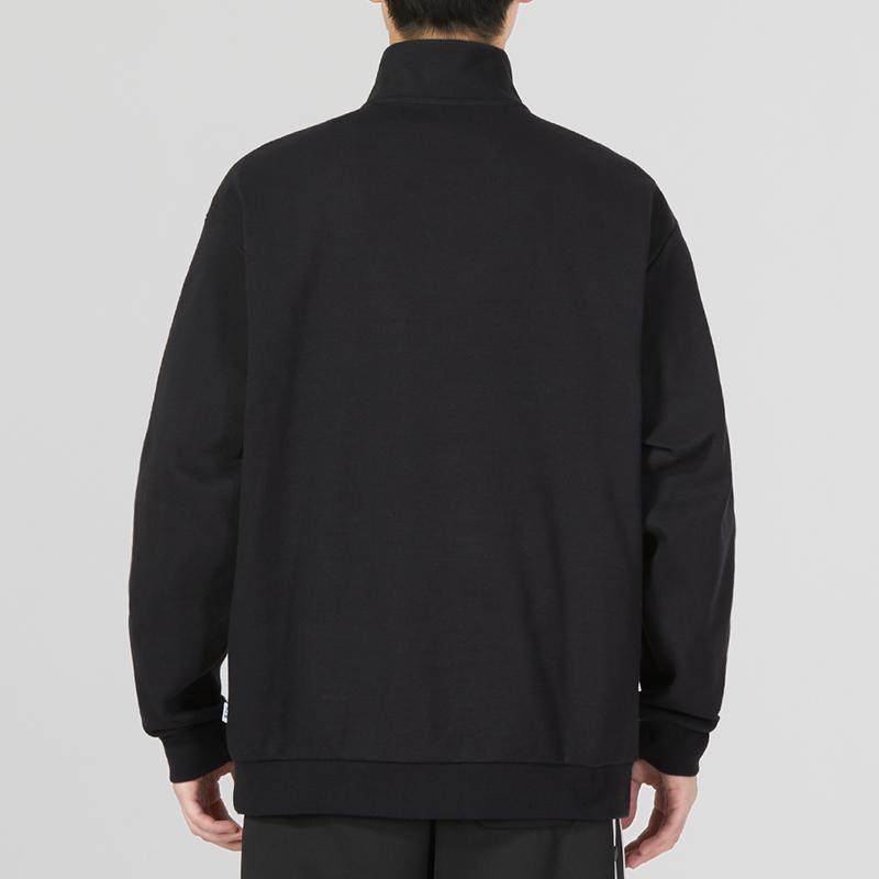 Adidas Essential Sweat Stripe Print Casual Half-Zip Sweatshirt Men Tops Black IK5431