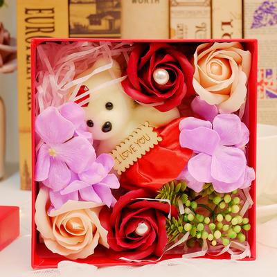 Rosenblüten-Badeseife mit süßer Bärenpflanze, ätherisches Öl, Blumenseife, Geschenkbox für Jahrestag/Geburtstag/Hochzeit/Valentinstag/Muttertag