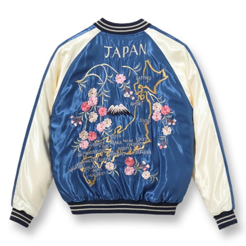 Taylor Toyo Souvenir Jacket Sukajan Lot Late 1940s Style Acetate Souvenir Jacket 190 Silver L No. TT15390-190 / “EAGLE” × “JAPAN MAP”