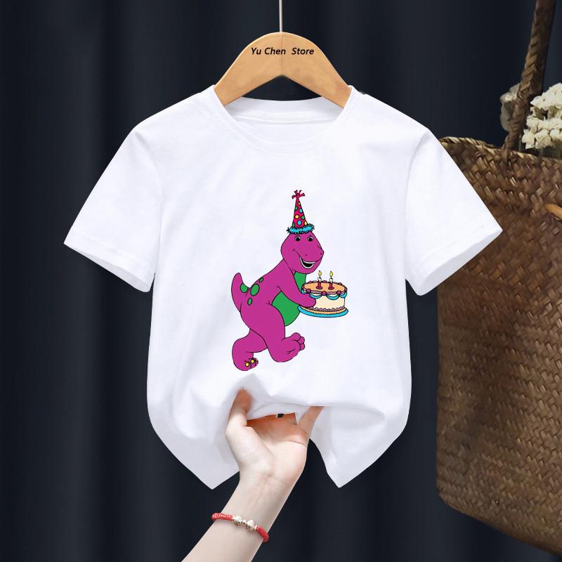 2026 New Dinosaur Barney Friends Boys and Girls T-Shirt Cartoon Animation Children's Fashion Cute Clothing