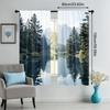 2pcs Forest & Lake Landscape Printed Blackout Curtains - Contemporary Polyester Knit   Easy Machine Wash   No Rod Needed   Quick