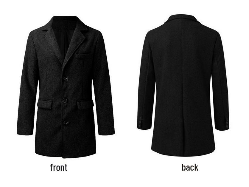 Men's Autumn/Winter Single-Breasted Woolen Trench Coat