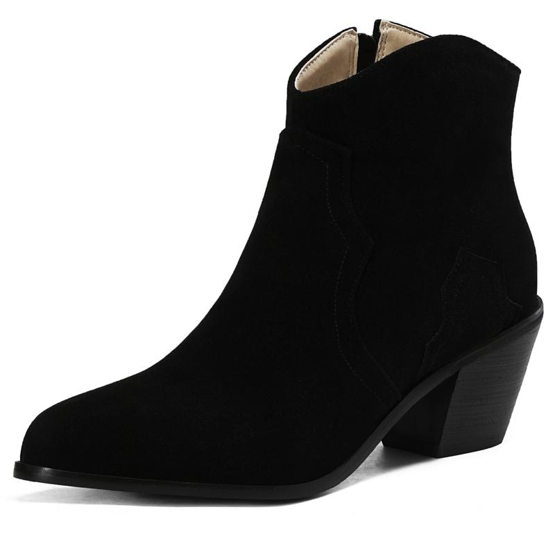 

Модные женские ботильоны 2024 года, повседневные короткие ботинки из искусственной замши бежевого и черного цвета, на танкетке, большой размер 48 43 чёрный