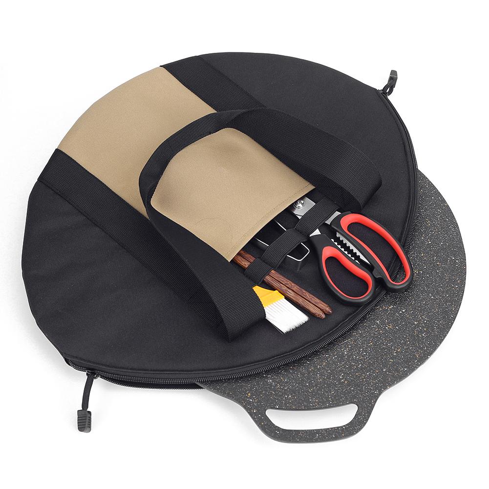 Barbecue Plate Tote Bag 600D Oxford Frying Pan Case Outdoor Camping Kitchen Utensil Cookware Storage Bag For Outdoor Picnic Tool