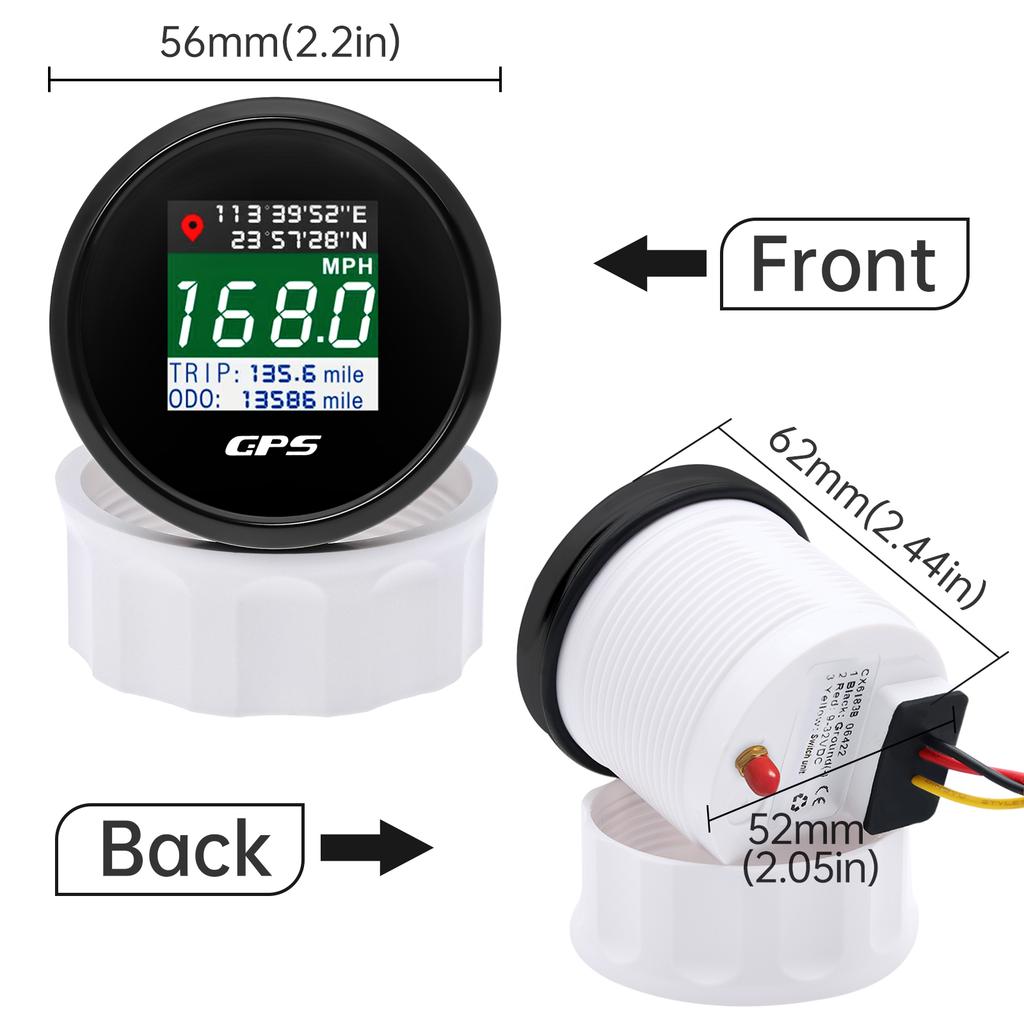 AD New 52mm/85mm TFT Screen Speed Gauge Digital GPS Speedometer Mph Knot Km/h GPS Antenna For Motorcycle Marine Boat Car 12V 24V