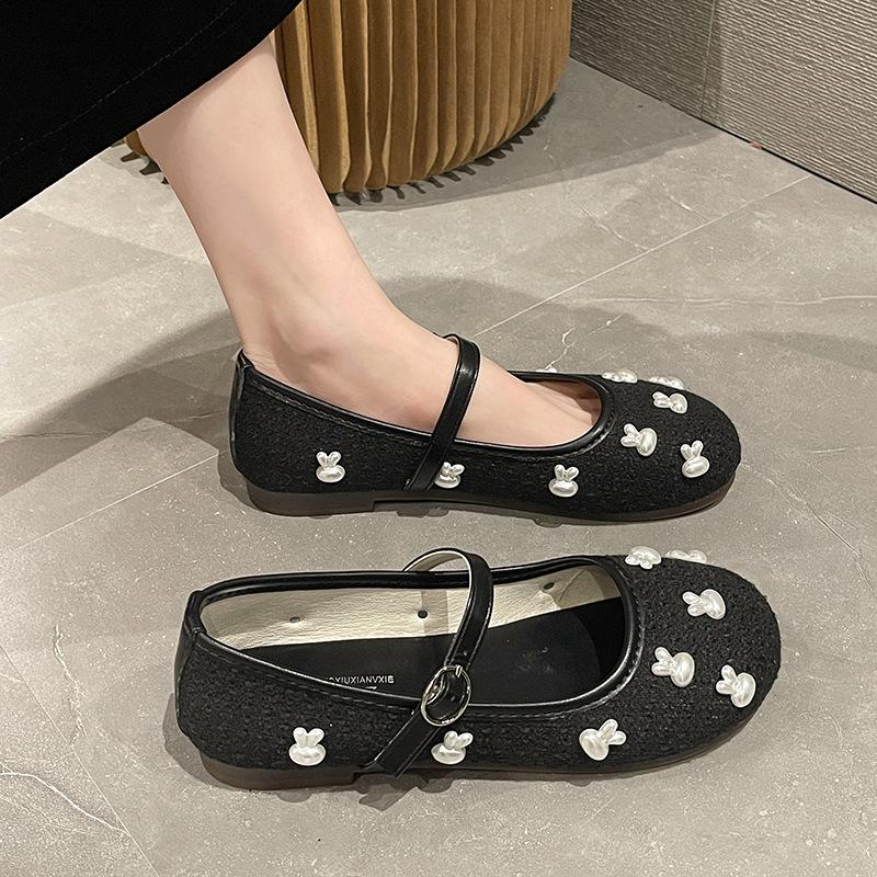 Round head simple small fragrant style gentle Mary Jane shoes women's 2025 new spring French with skirt shallow mouth single shoes