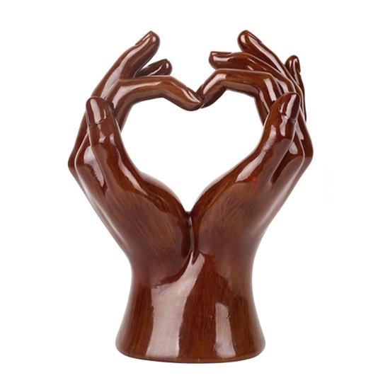 Estatueta de gesto de amor em resina, coração de amor, mãos, escultura, gesto de coração, peça de arte, ornamento de mesa para casa, sala de estar, quarto