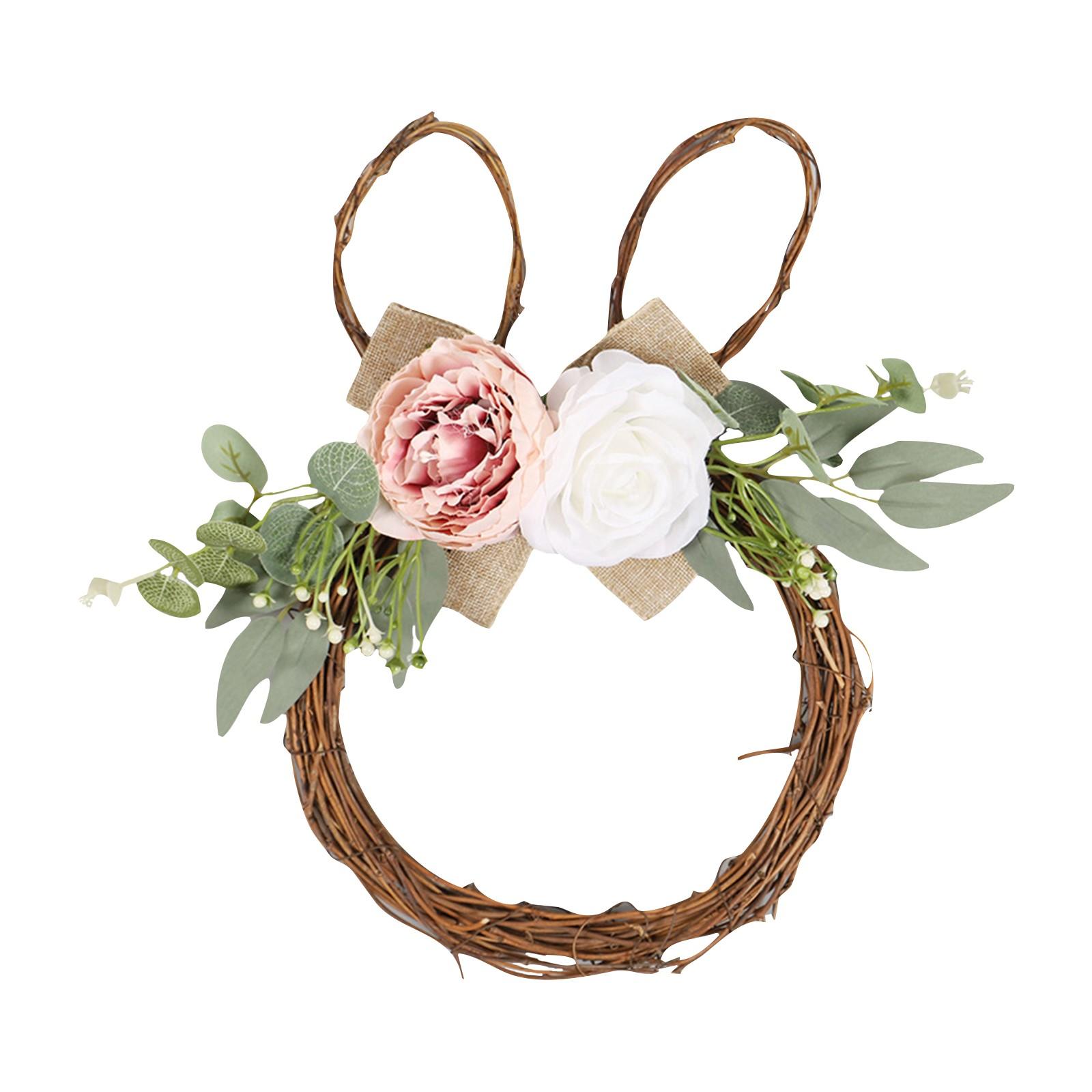 Easter Wreath Door Hanging Decoration, Faux Egg Wreath Spring Faux Flower Wreath Door Hanging Decoration
