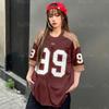 Women's T-shirt Short Sleeve Number Printed Retro Sports Jersey Crew Neck Top 3D Printed Street Popular Clothes