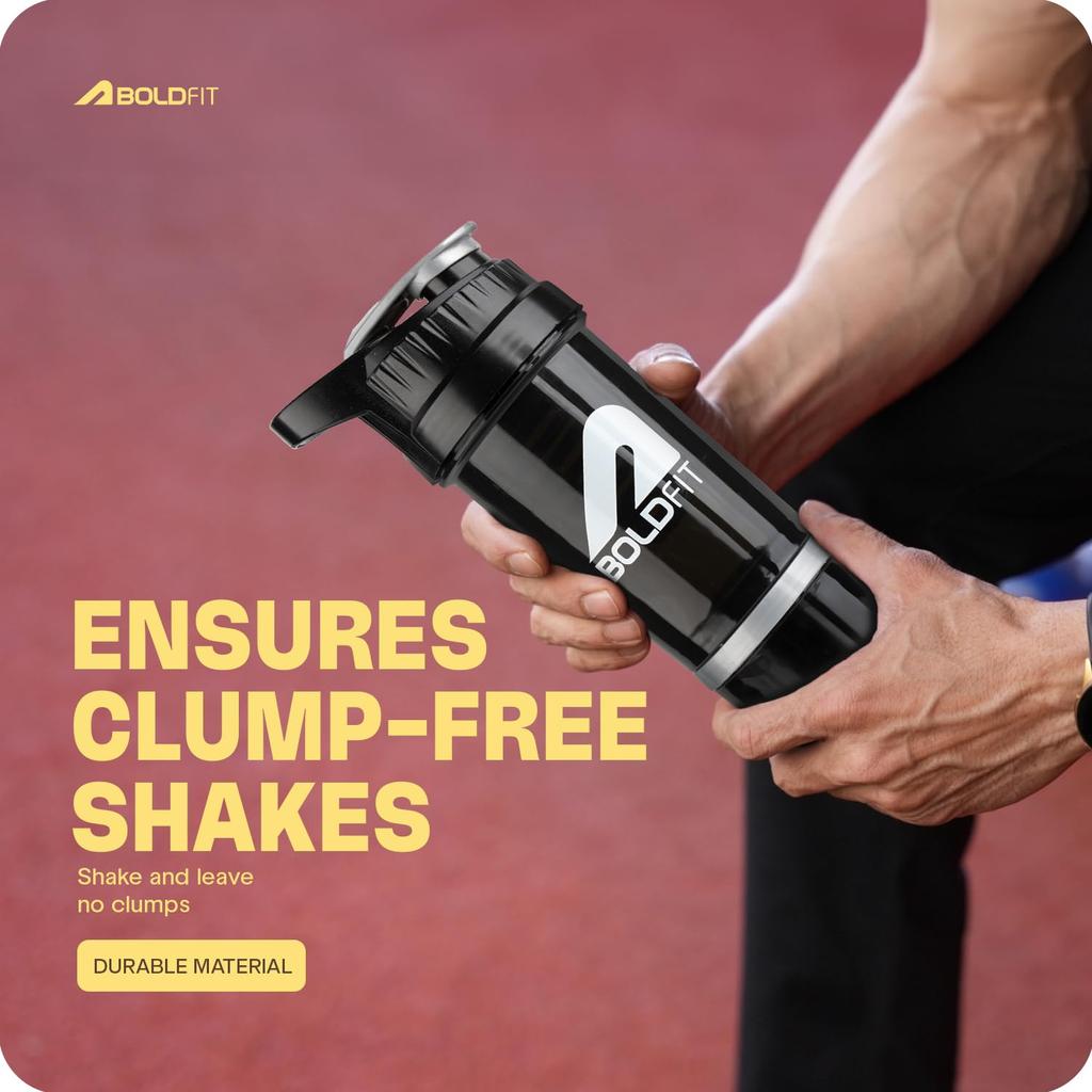 Boldfit Gym Shaker For Protein Shake Leakproof Shaker Bottles For Supplements With Extra Compartment, Pre-Workout & BCAA, Protein Shake Bottle, G