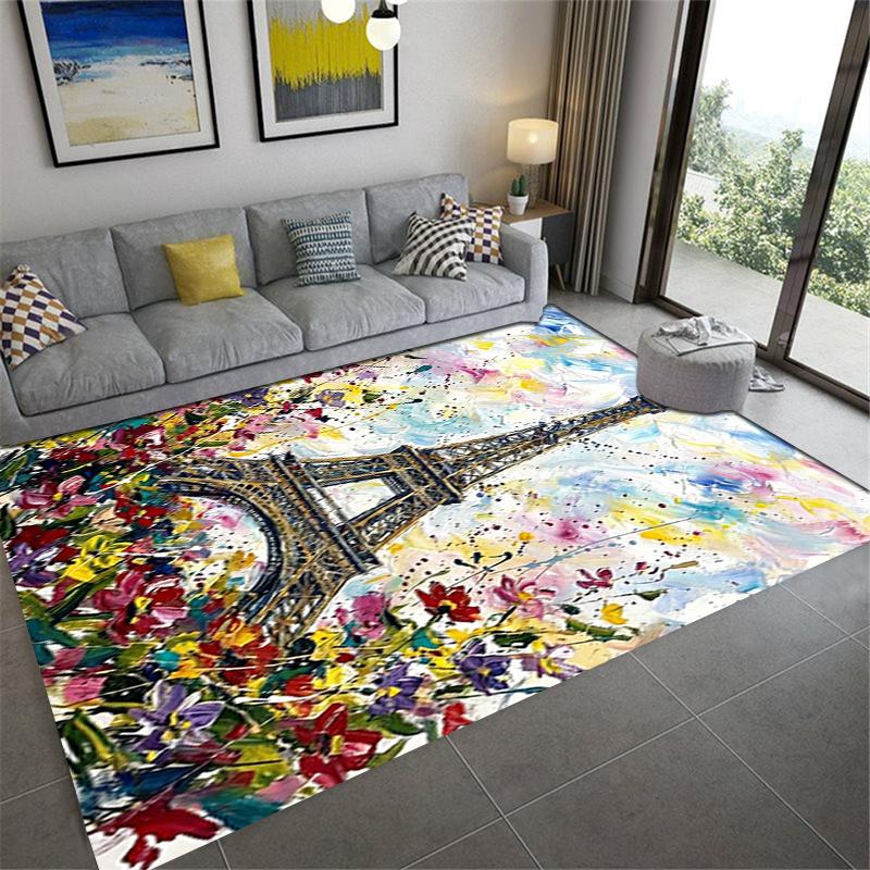 2025 New Paris Eiffel Tower Carpet Rug for Living Room Bedroom Home Sofa Decoration,Kids play Non-slip Floor Mat98