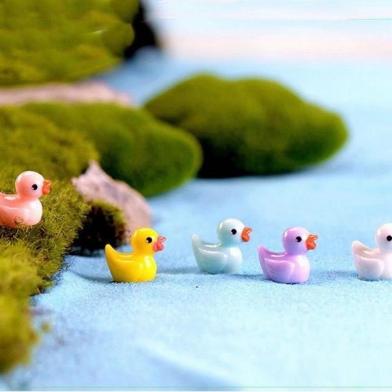 200-10pcs/set Resin Mini Ducks Ornament Miniature Figures Tiny Duck Handicraft Micro Landscape Dollhouse Decoration Accesories
