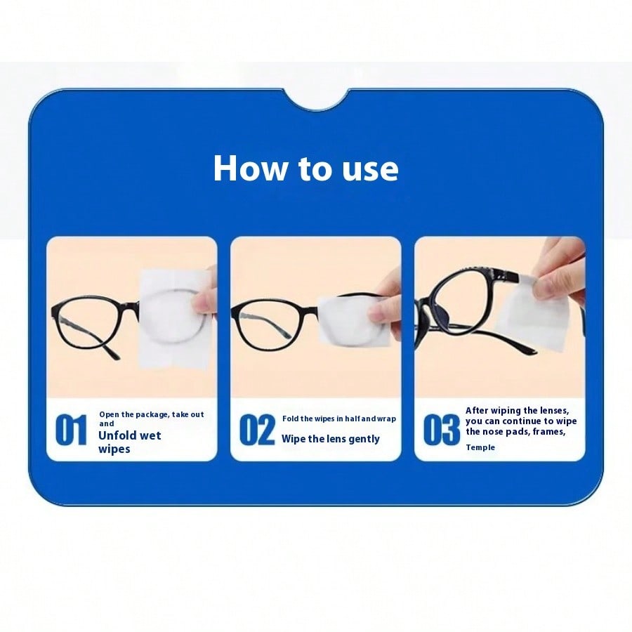 Anti-Fog Lens Wipes Disposable Cleaning Wet Wipes for Glasses Sunglasses Helmet Visors Anti-Smudge Screen Cleaning Streak-Free Cloth 100 Pc/box