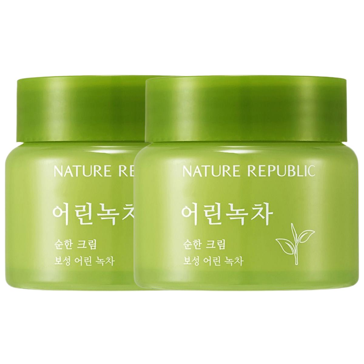 Nature Republic Fresh Green Tea Mild Cream Hydrating & Refreshing Duo Pack 55ml x 2