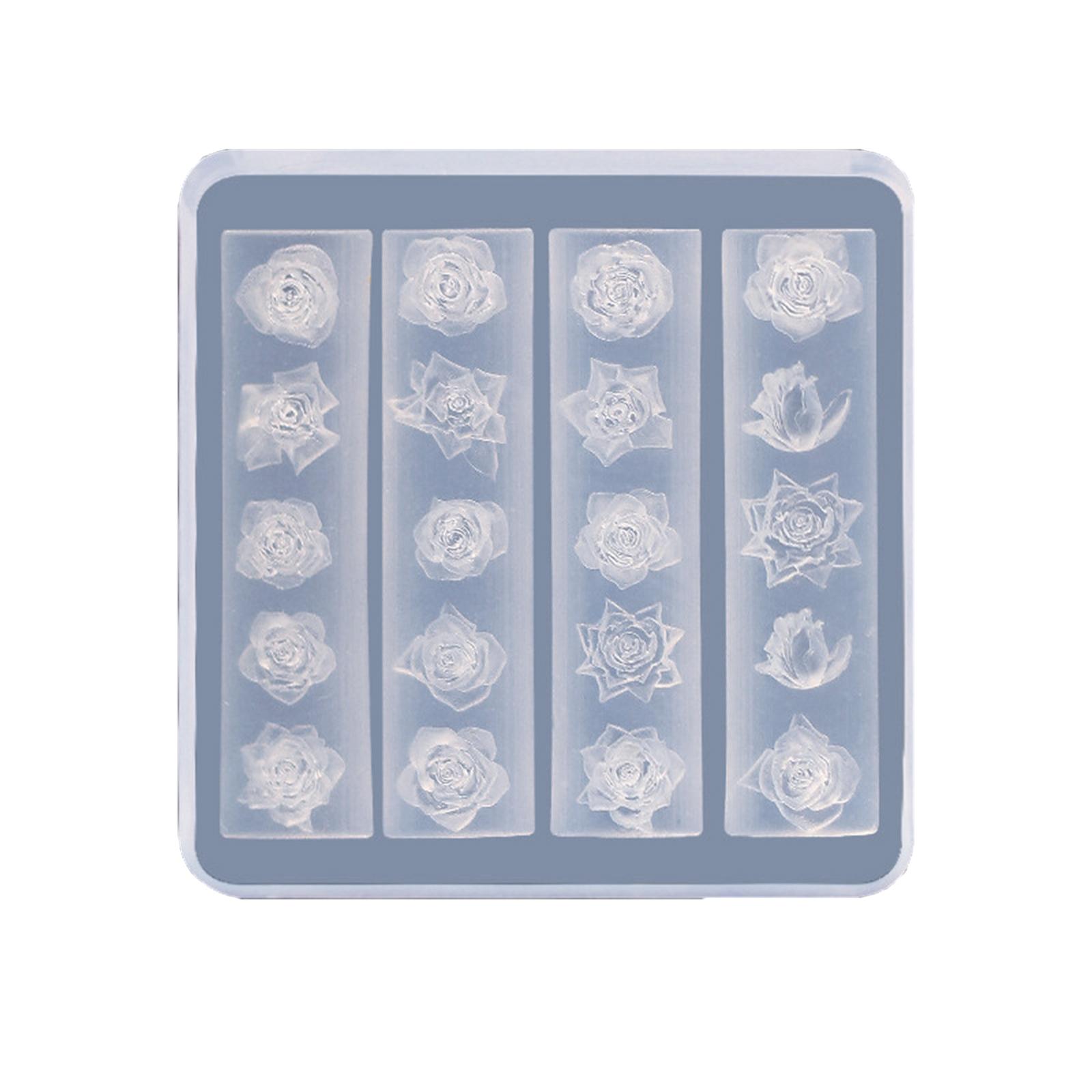 

Прочная форма для тиснения ногтей, силиконовая форма в виде 3D-роз для творческого литья из смолы и проектов по декорированию ногтей T1