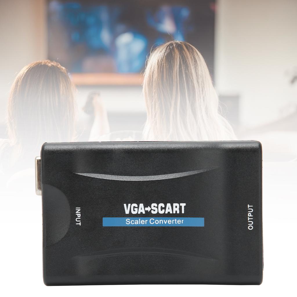 VGA to SCART Converter HD Video Adapter Computer Supplies with Remote Control Charging Cable