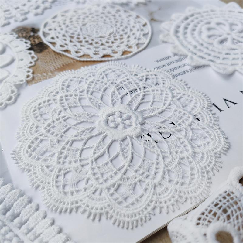 White Mesh Lace Trim for Sewing Projects Delicate Embroidered Pattern Ideal for Stylish DIY Creations