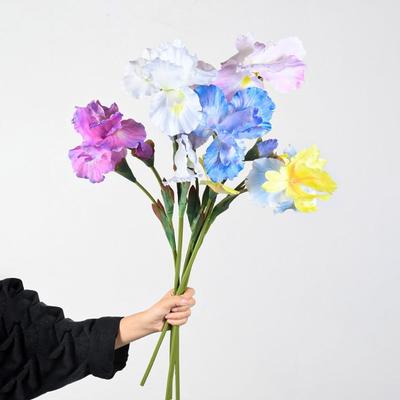Künstlicher Iriszweig mit Stiel, grüne Blätter, für Zuhause, Hochzeit, Party, Kunstblumen, Blumenarrangement, Dekoration für drinnen und draußen, Foto-Requisiten