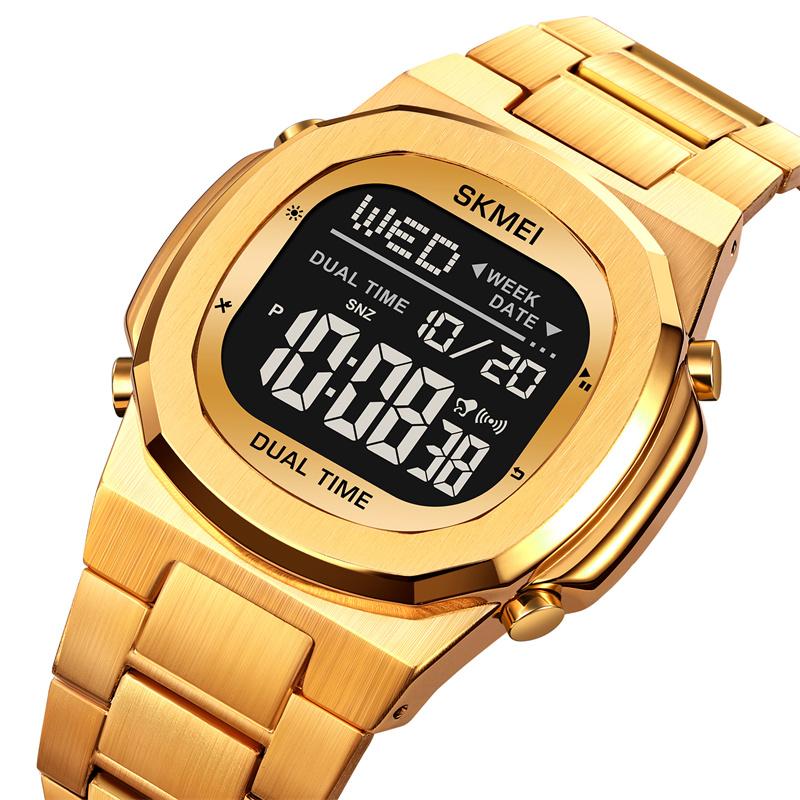 Skmei Steel Strap Mens LED Digital Watches Original Brand Waterproof Sports Wristwatch Fashion Multifunctional Dual Time