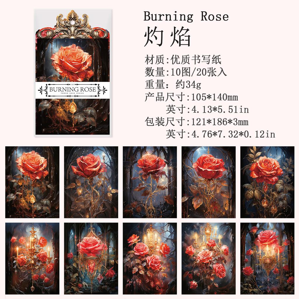 20pcs/lot Memo Pads Material Paper Thorn bushes and flower clusters Junk Journal Scrapbooking  Retro Background Decoration Paper