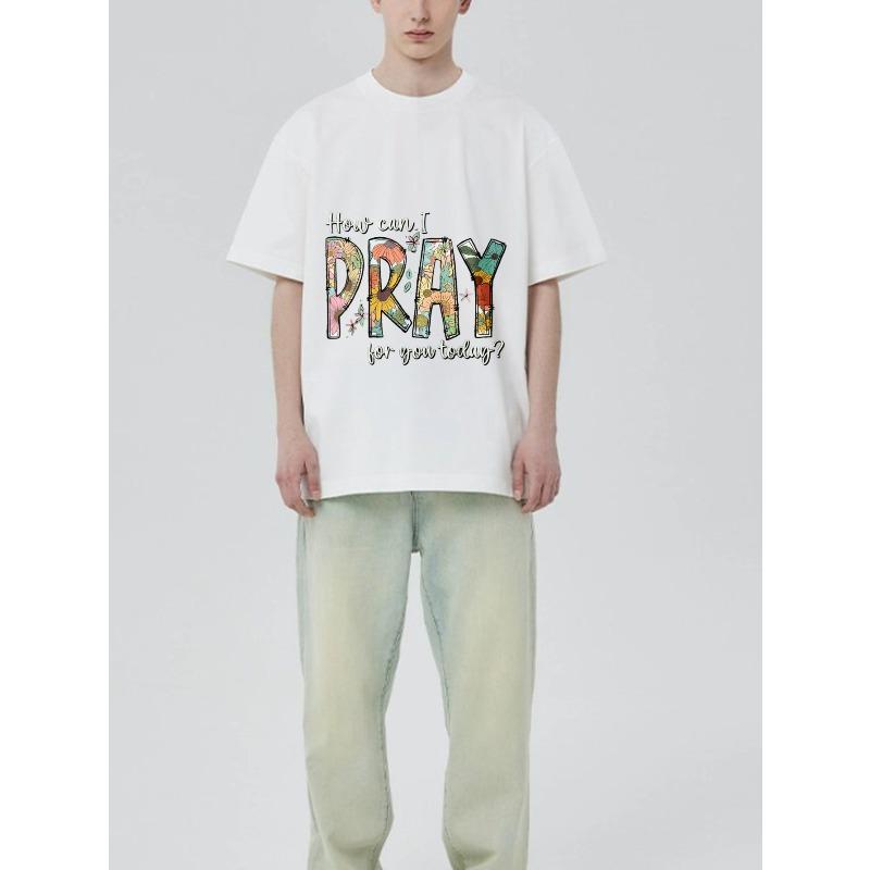 Black T Shirt with How Can I Pray for You Today Floral Text Design for Casual Wear and Religious Inspiration