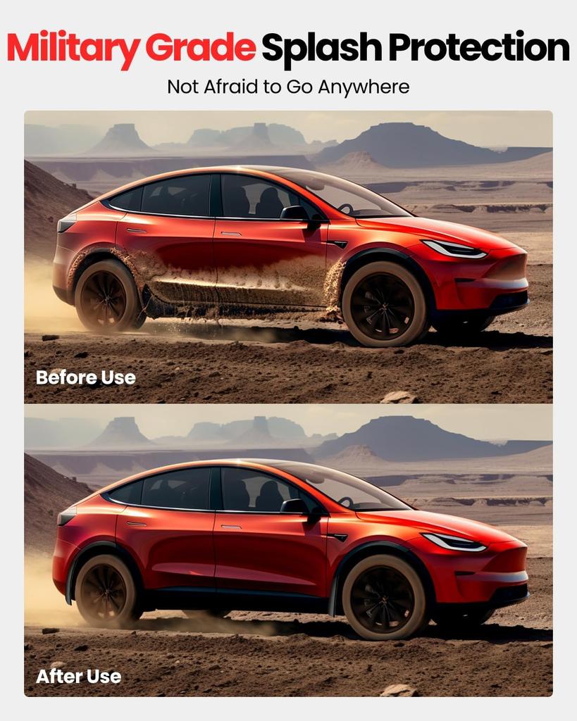 Mud Flaps for Tesla Model Y Model 3 2026 Stay Clean Protect Paint Military Grade All Weather Splash Guards No Drilling Required