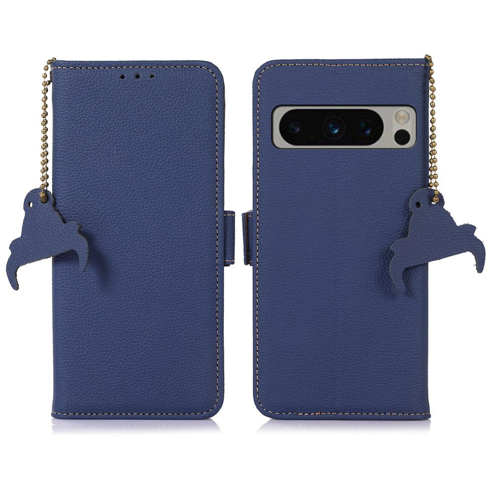 For Google Pixel 8 Pro Genuine Cow Leather Phone Cover RFID Blocking Wallet Stand Phone Case