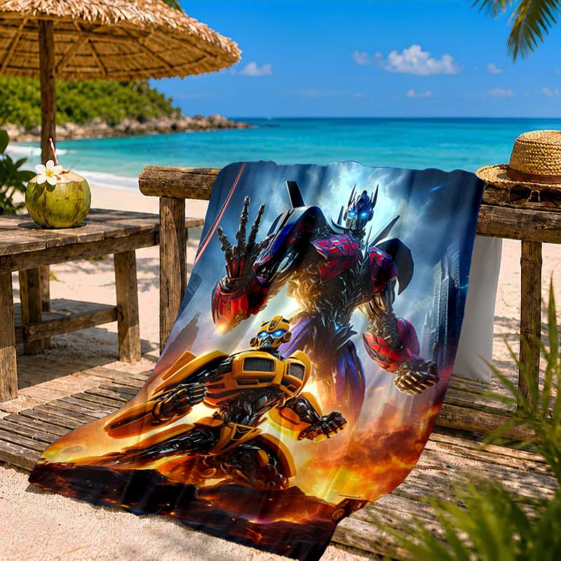Car robots Battle Beach Towel Microfiber Beach Towel, Lightweight and Quick-Dry, for Summer Travel, Swimming Pool Fan Birthday Gift