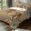3Pcs Cool Tiger Bedding Set (1 Quilt Cover + 2 Pillowcases, No Core), Green Leaf Print Element Pattern Quilt Cover Bedding Set