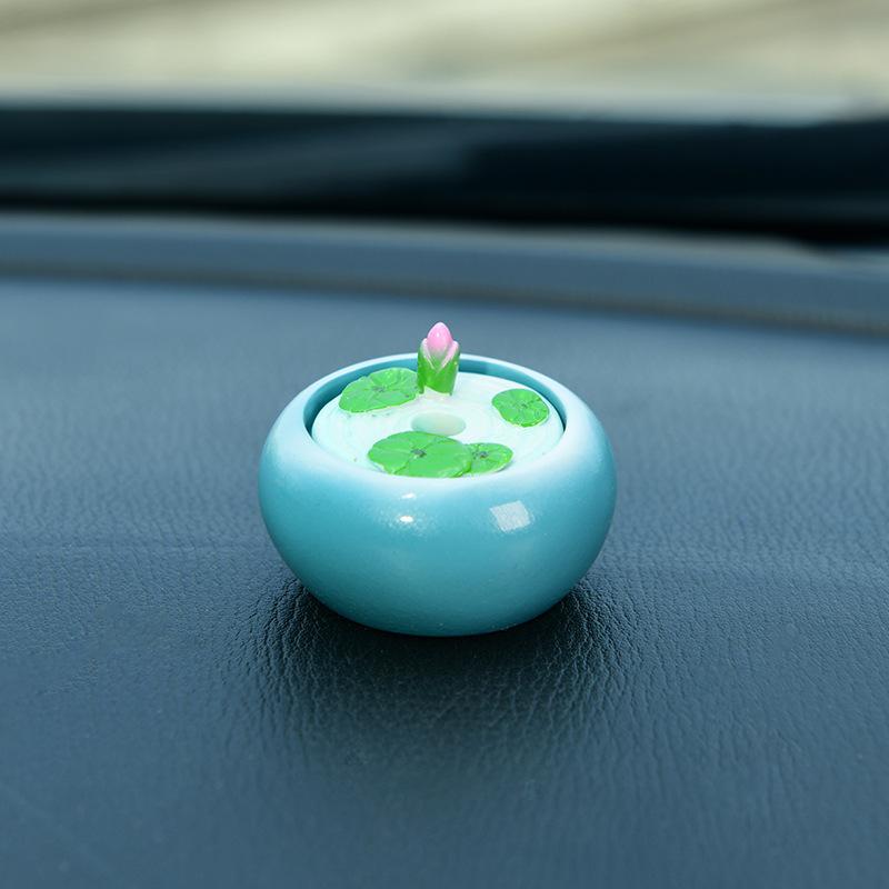 

Lotus Flower and Lotus Leaf Vase, Car Figurine, Jewelry, Interior Center Console Decoration Item, Car Interior Accessory, Aroma Diffuser Blue small canister