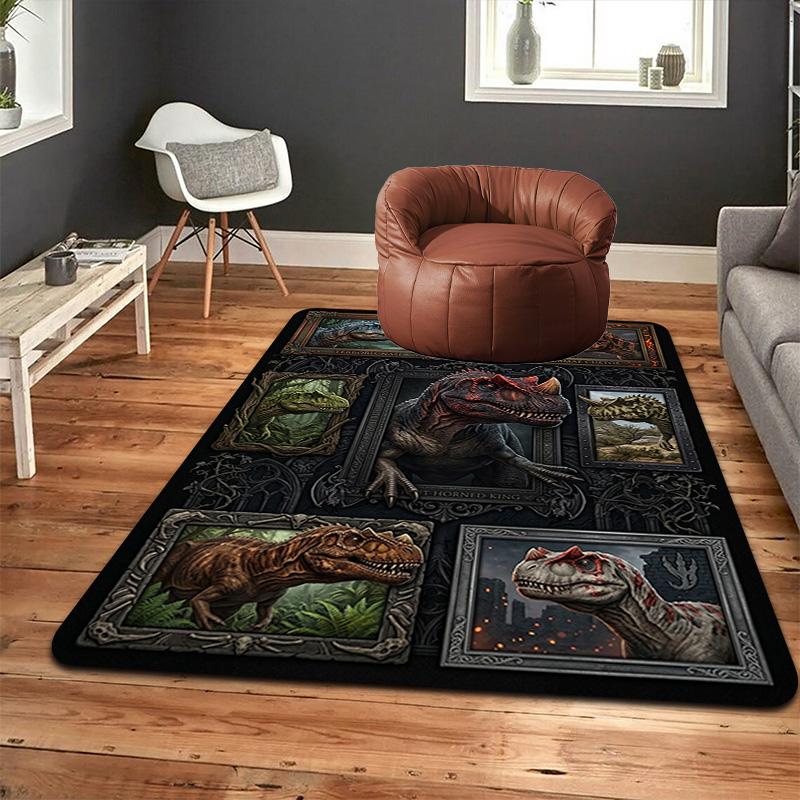 Dinosaur Portraits Pattern Rug Floor Mat for Living Room or Bedroom Soft and Comfortable Carpet a Gift for Birthday and Holiday.
