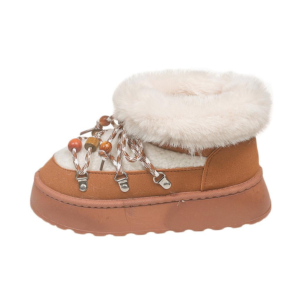 2025 Autumn and Winter New Thick-soled Comfortable Cross-tie Snow Boots Thickened Mid-length Over-the-knee Warm Women Boots