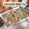 Pug Theme Crystal Velvet Floor Rug Personalized Custom Name Text Warm Carpet Home Decoration