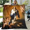 Jesus Jungfrau Maria Prayer Blanket- Lightweight Flannel Throw for Sofa ,Digital Printed Blanket with Soft & Worm Flannel Fabric