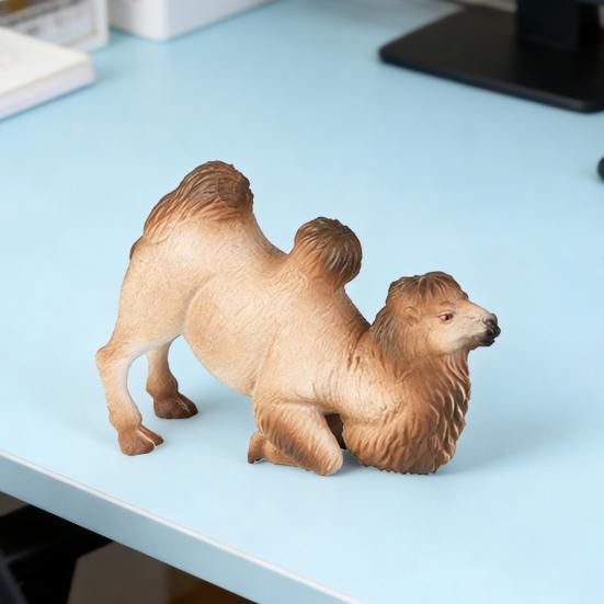 Simulation Camel Model Kneeling Two-humped Camel Figurine Realistic Miniature Animal Collectible Toy Desktop Decoration Ornament