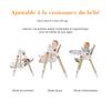 Silla Alta para Bebé 2 en 1 con Función Mecedora, Arnés de Seguridad de 5 Puntos, Ruedas con Bloqueo, Bandeja Extraíble, Plegable y Ajustable en Altura, Blanco