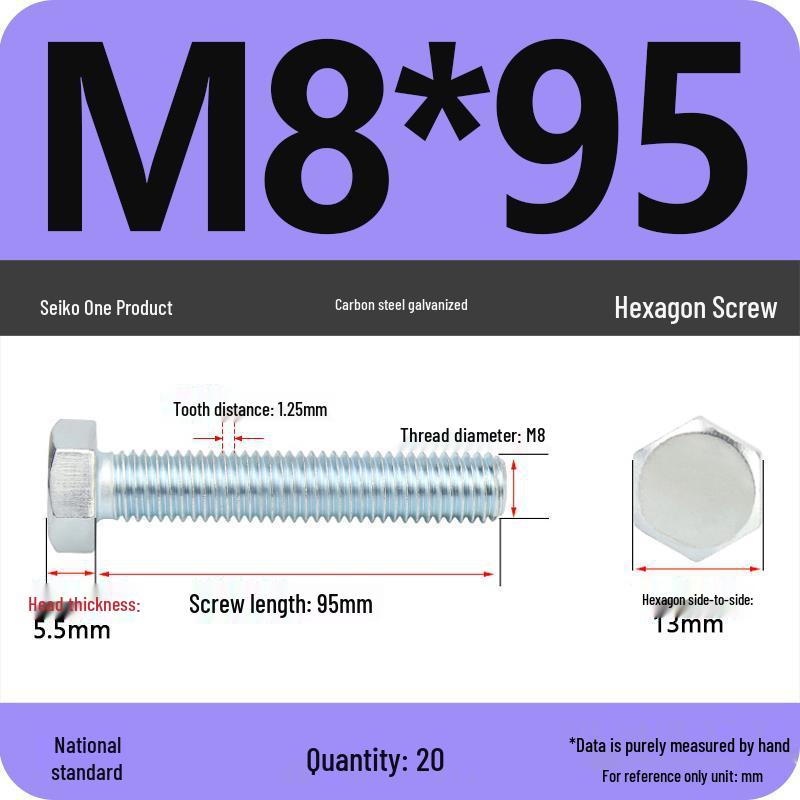 8.8 Grade Hot-Dip Galvanized Hex Bolt Nail M4-M30