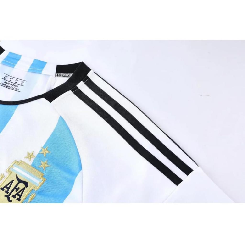 [MioKio] Argentina National Team Messi Kids Uniform Top and Bottom Socks 3 Piece Set with Bonus Keychain (130), Black [Item]