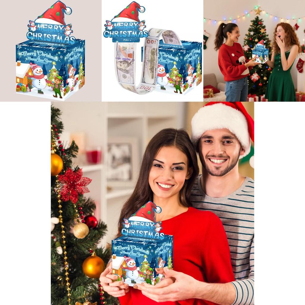 Christmas Blue Snowman Gift Box With Card Holder For Holiday Surprise Present